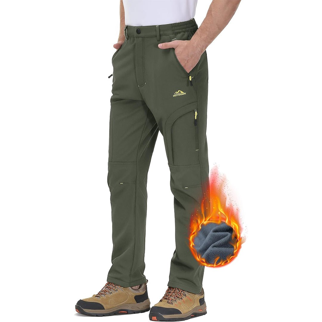 Men's fleece-lined waterproof hiking pants insulated windproof winter outdoor work adventure