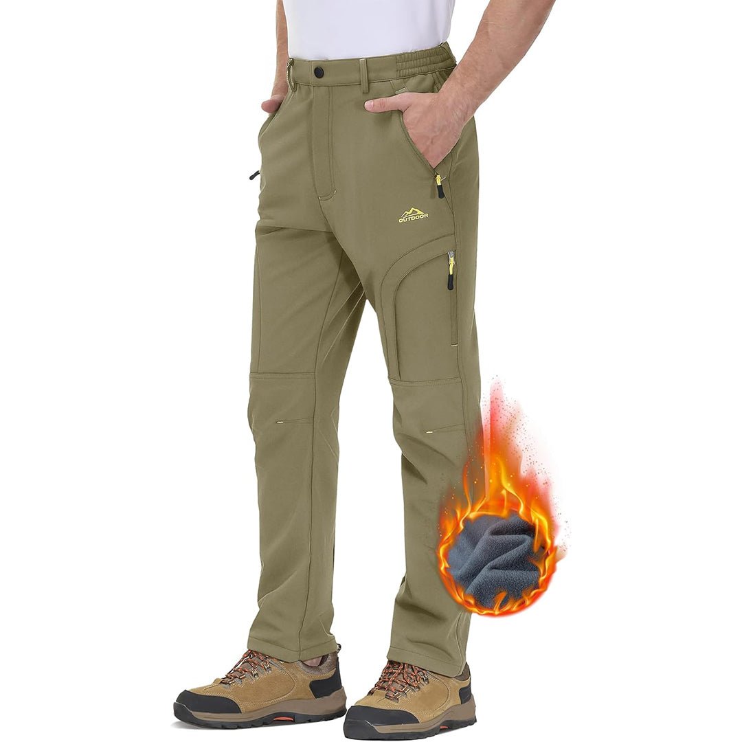 Men's fleece-lined waterproof hiking pants insulated windproof winter outdoor work adventure