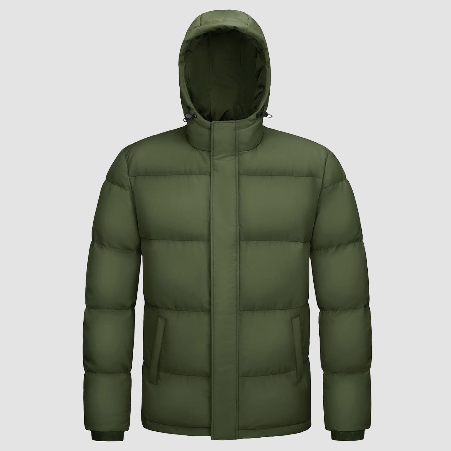 Men's hooded duck down puffer jacket, water-resistant windproof winter coat with insulated warmth