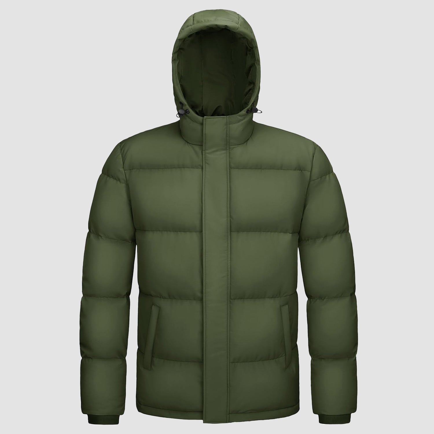 Men's hooded duck down puffer jacket, water-resistant windproof winter coat with insulated warmth