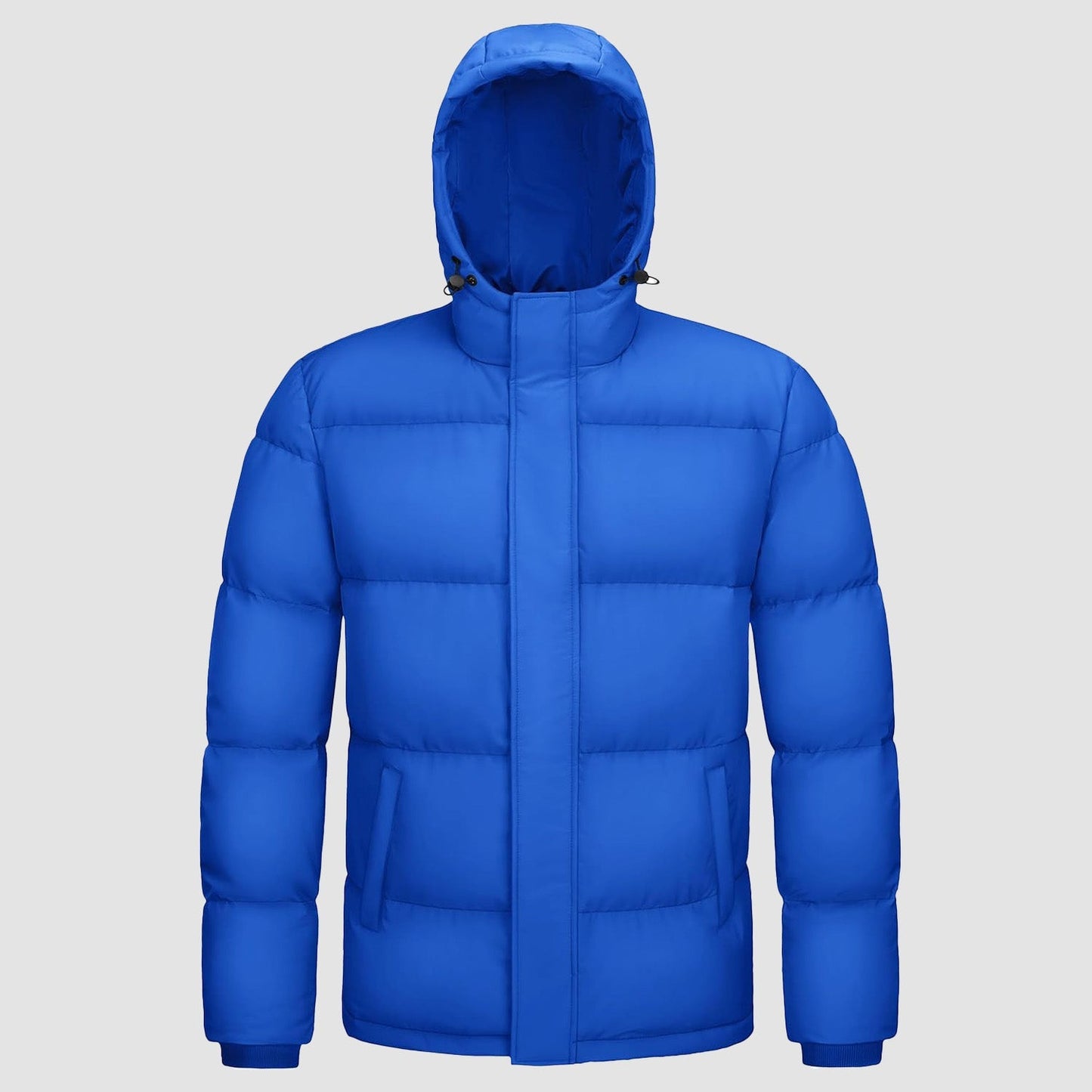 Men's black hooded duck down puffer jacket water-resistant windproof insulated winter coat