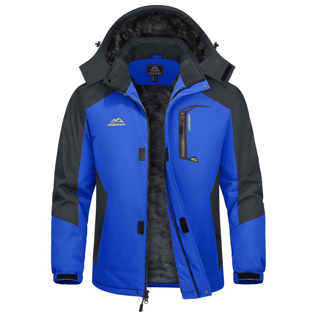 Men's insulated ski parka jacket navy windproof waterproof fleece-lined snowboard winter coat