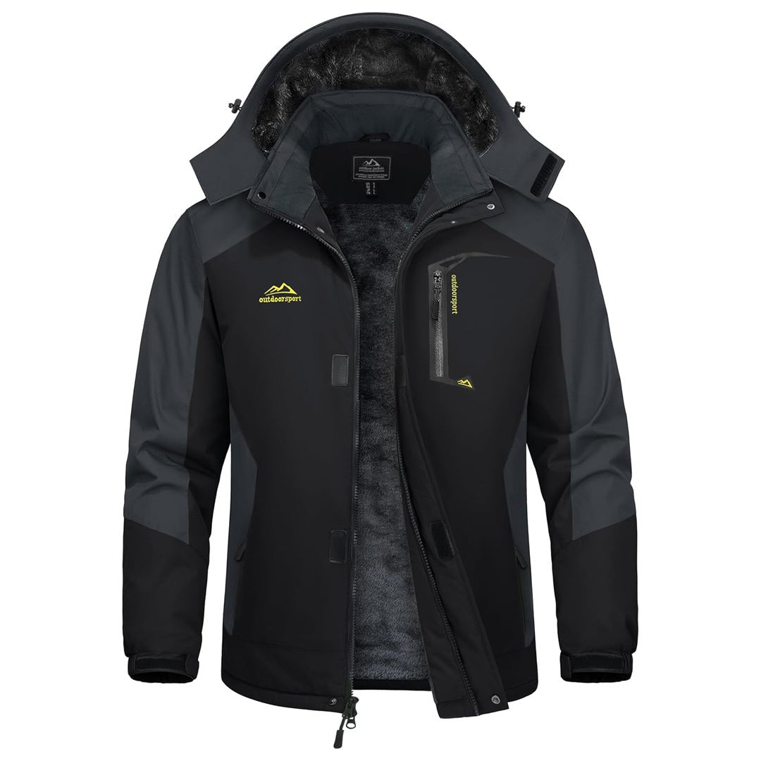 Men's insulated ski parka jacket navy windproof waterproof fleece-lined snowboard winter coat