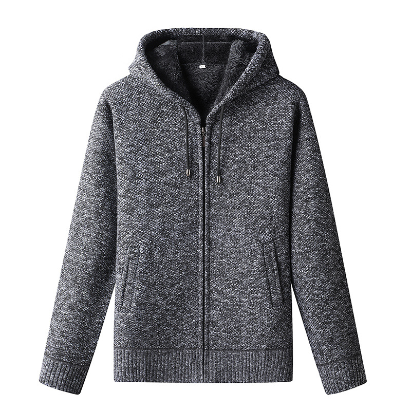 Men's casual full-zip winter hoodie with thick textured finish for warm comfortable layering