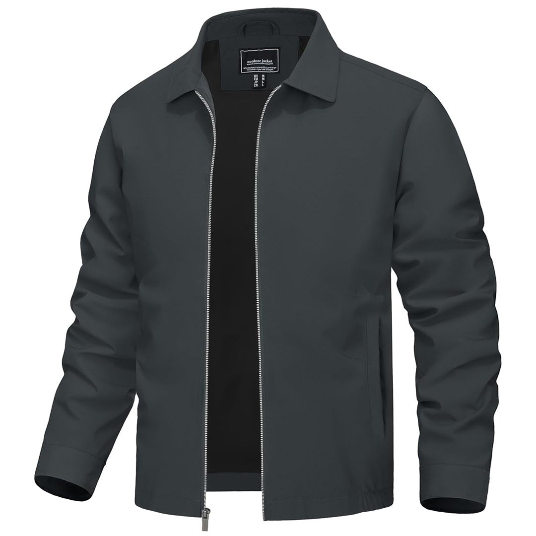 Men's lightweight windproof jacket water-repellent polyester shell slim fit for spring outdoor activities