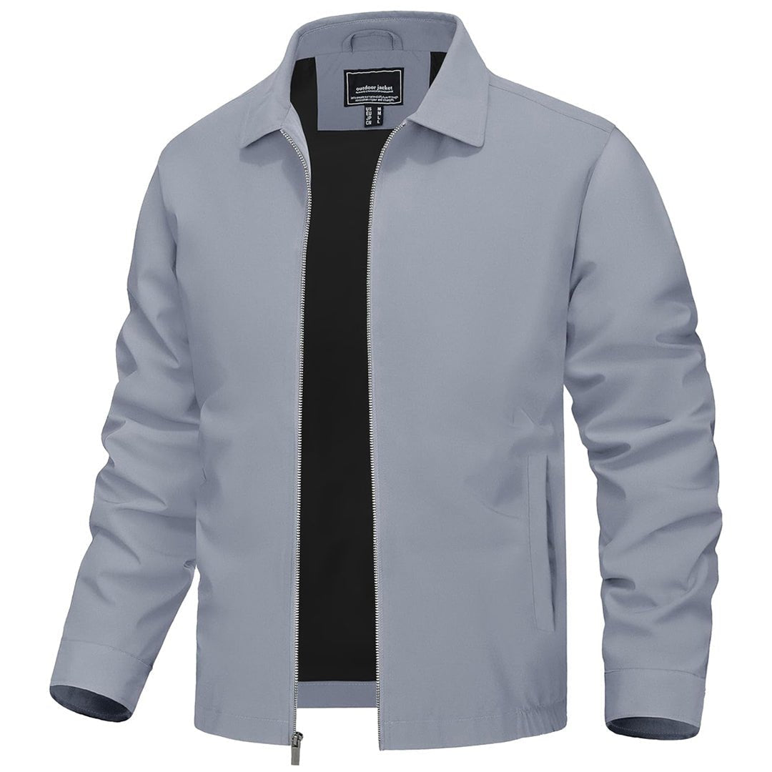 Men's lightweight windproof jacket water-repellent polyester shell slim fit for spring outdoor activities