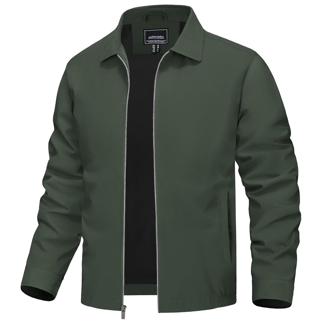 Men's lightweight windproof jacket water-repellent polyester shell slim fit for spring outdoor activities