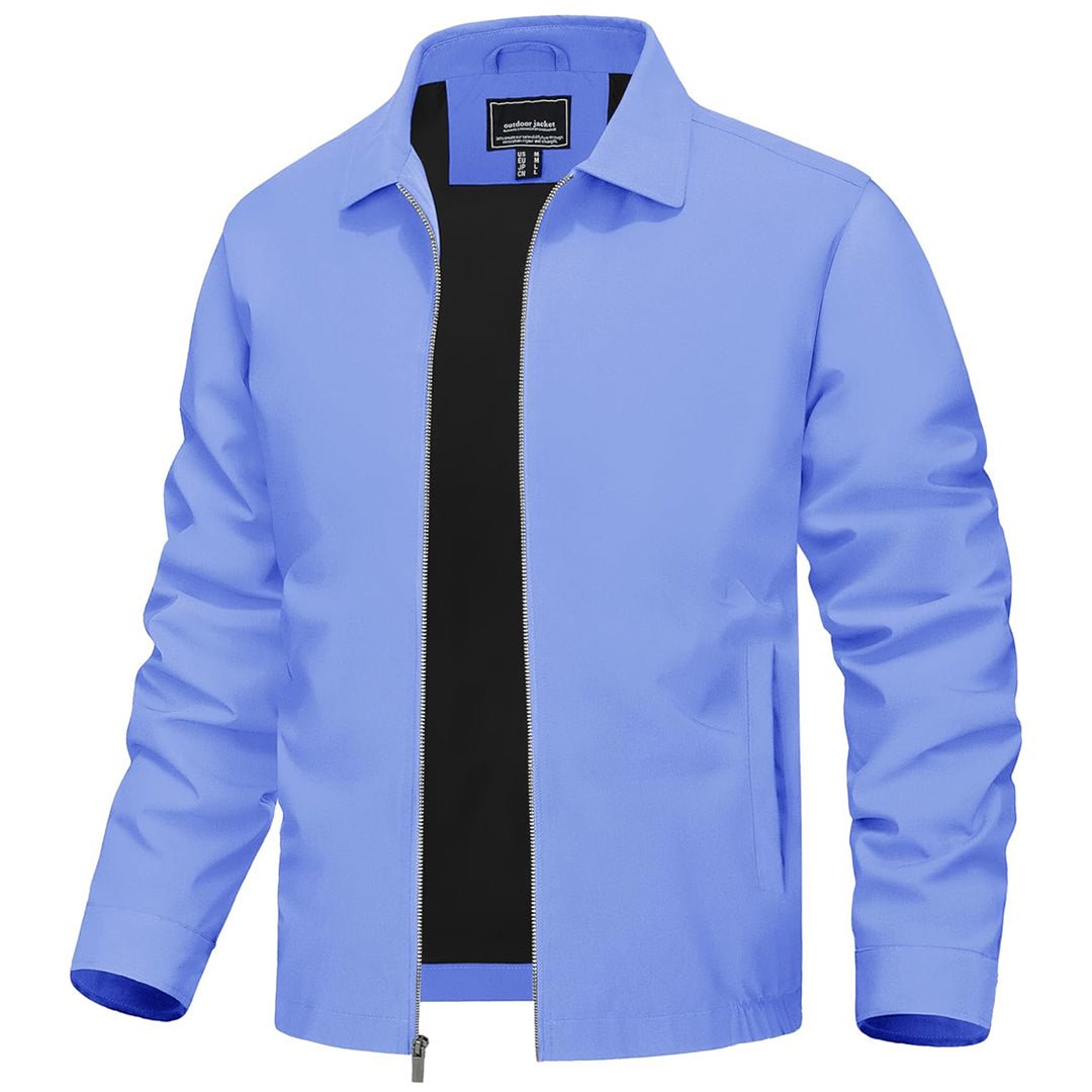 Men's lightweight windproof jacket water-repellent polyester shell slim fit for spring outdoor activities
