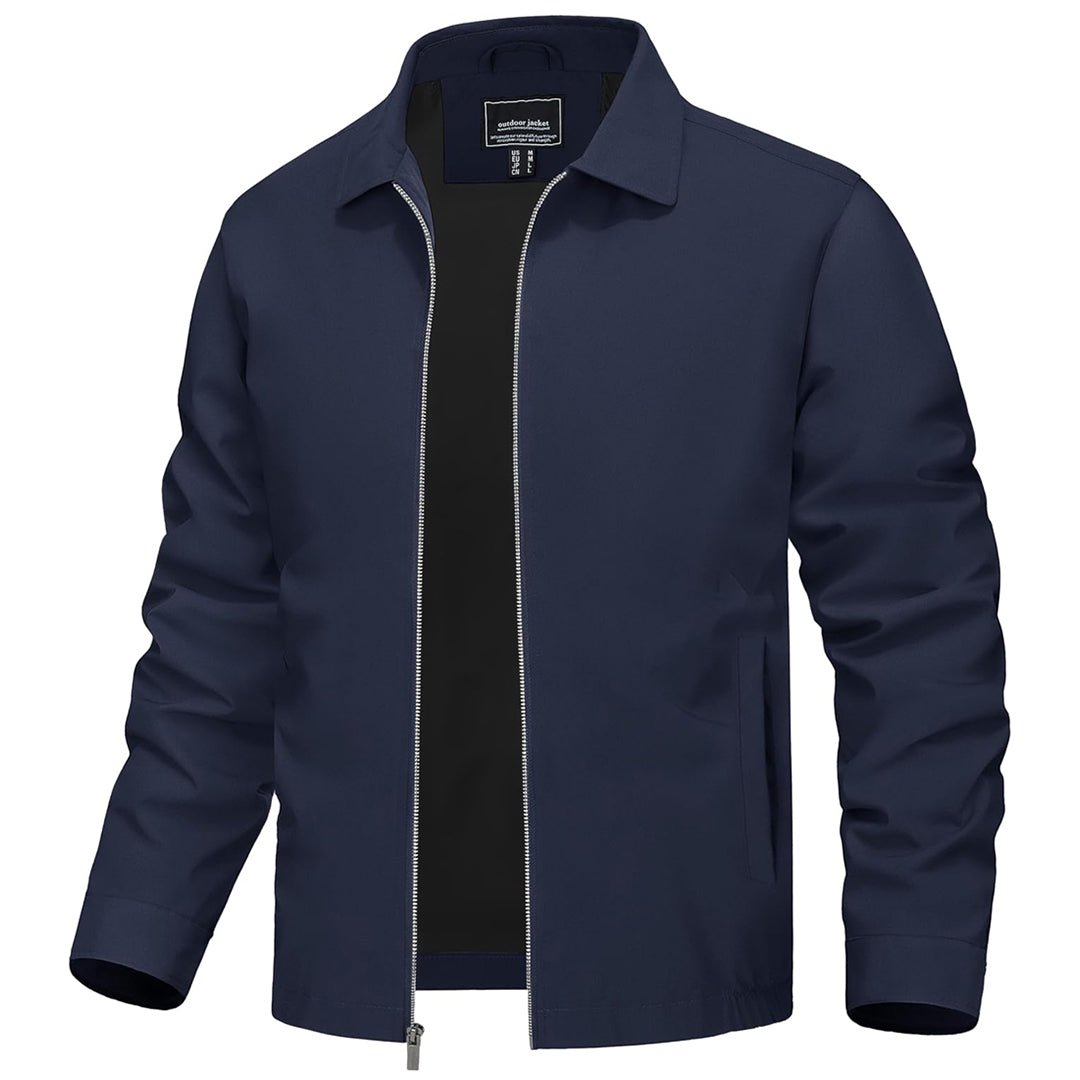Men's lightweight windproof jacket water-repellent polyester shell slim fit for spring outdoor activities