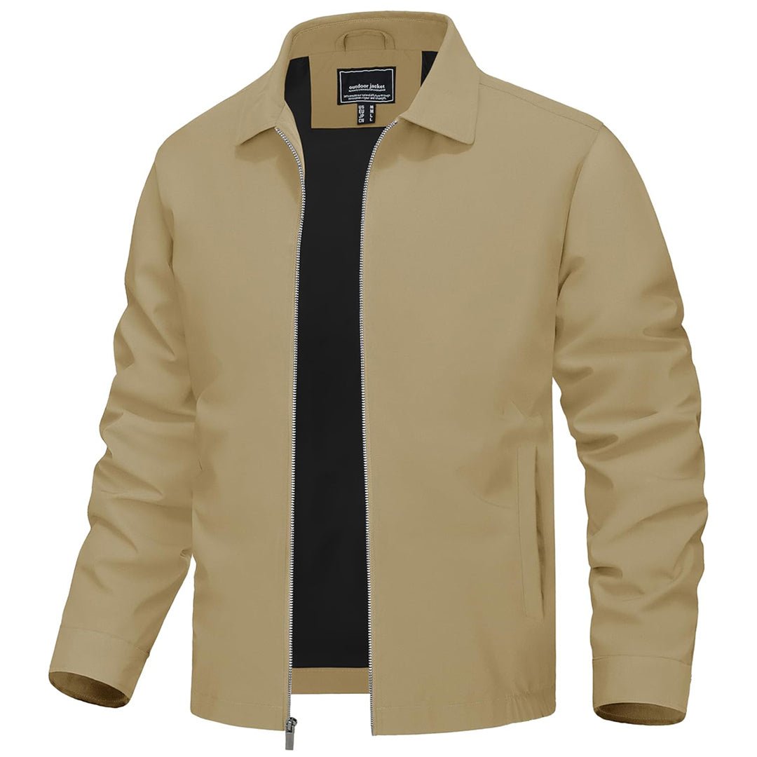Men's lightweight windproof jacket water-repellent polyester shell slim fit for spring outdoor activities