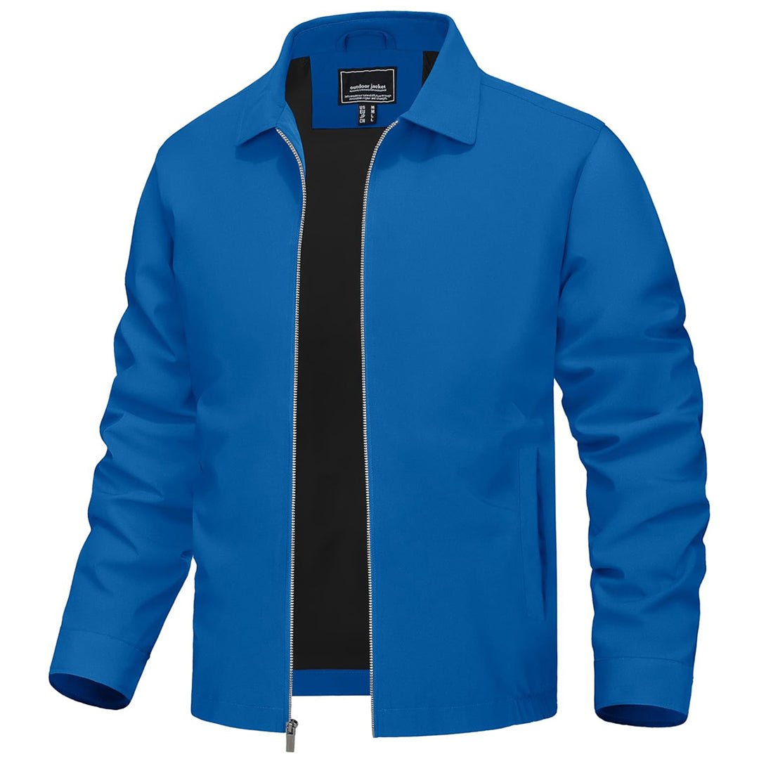 Men's lightweight windproof jacket water-repellent polyester shell slim fit for spring outdoor activities