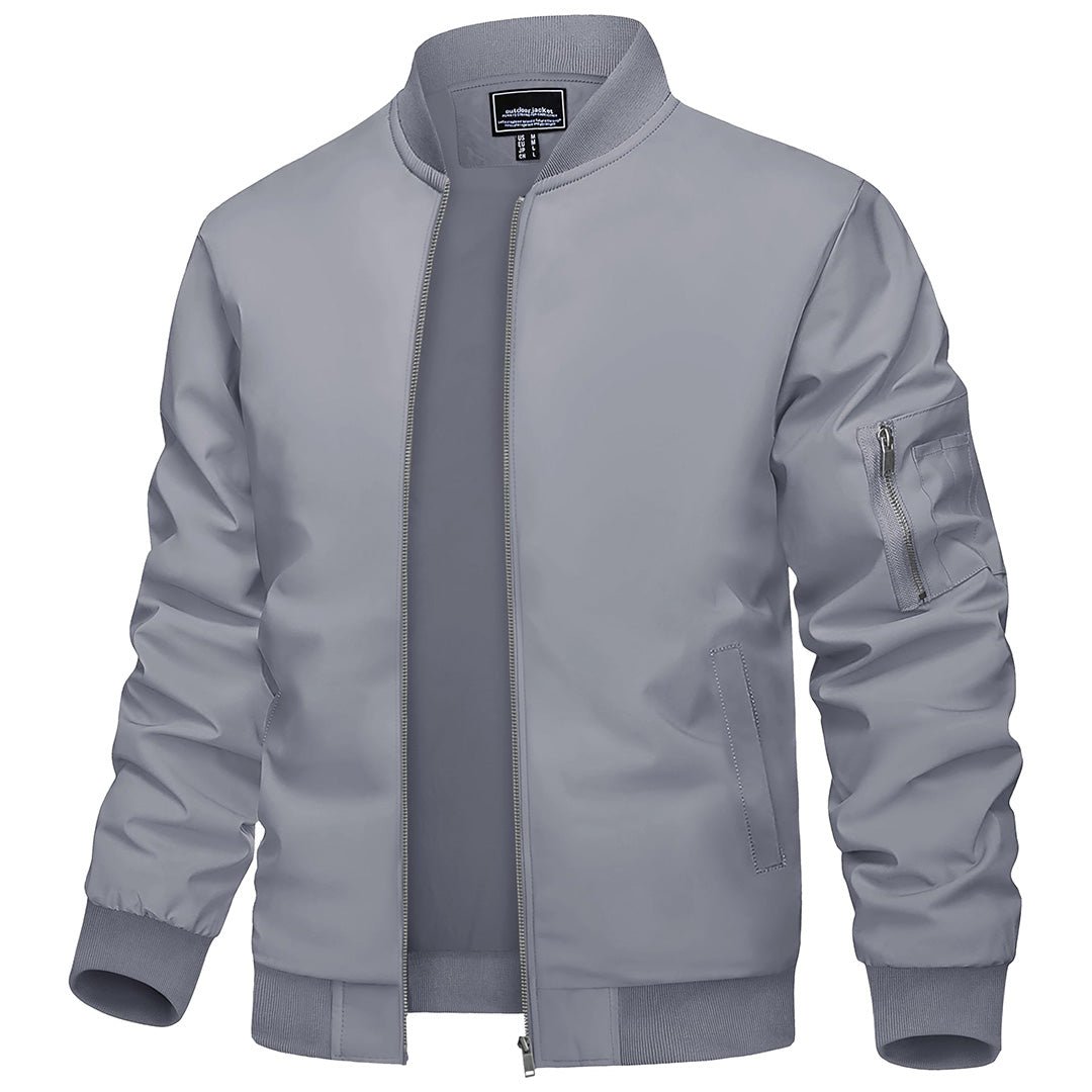 Men's lightweight bomber windbreaker jacket zip-up breathable wind-resistant outdoor coat