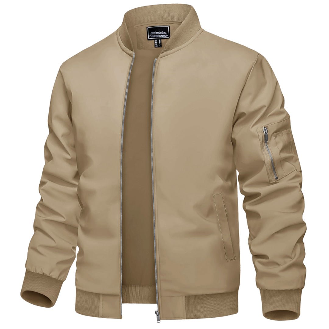 Men's lightweight bomber windbreaker jacket zip-up style breathable wind-resistant outdoor coat