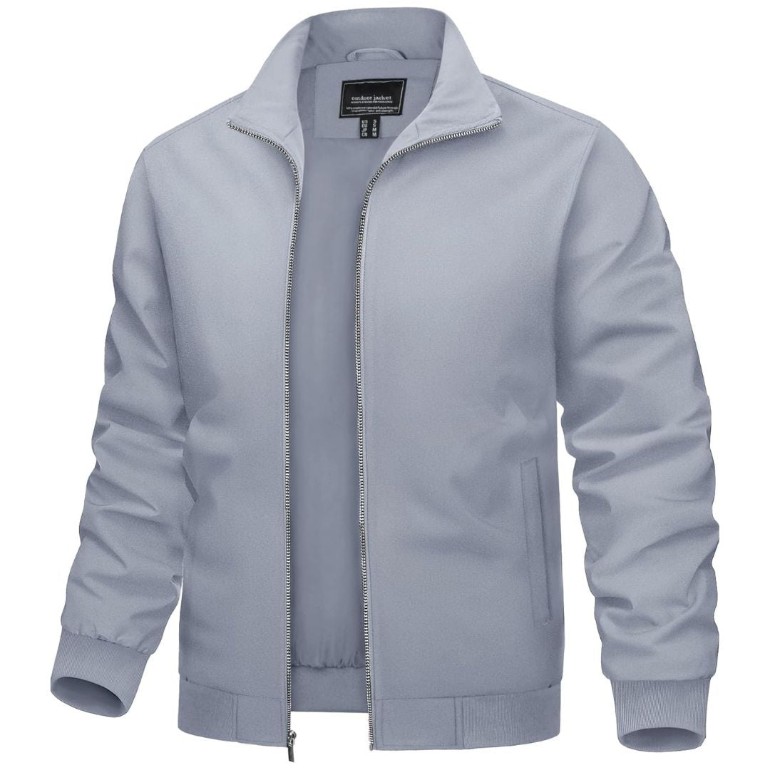 Men's lightweight bomber jacket with stand-up collar, breathable windbreaker in casual everyday style