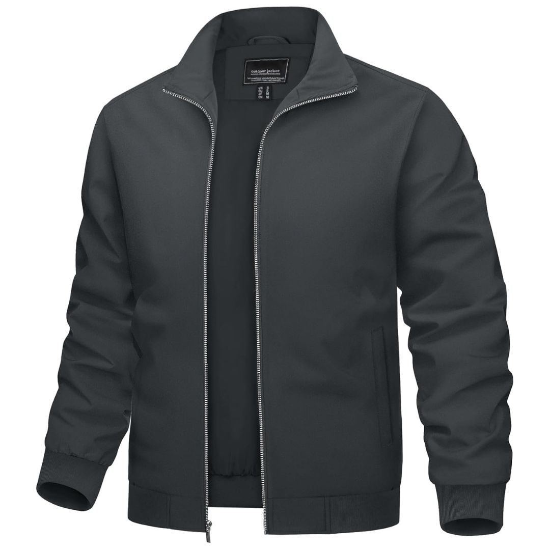 Men's lightweight bomber jacket with stand-up collar, breathable windbreaker in casual everyday style