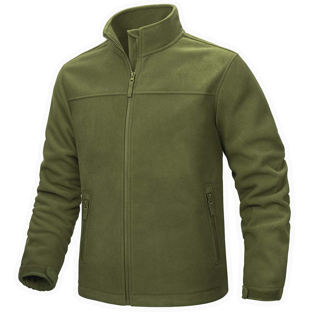 Men's lightweight full-zip fleece jacket with 4 pockets, soft polar fleece, cold weather casual fit