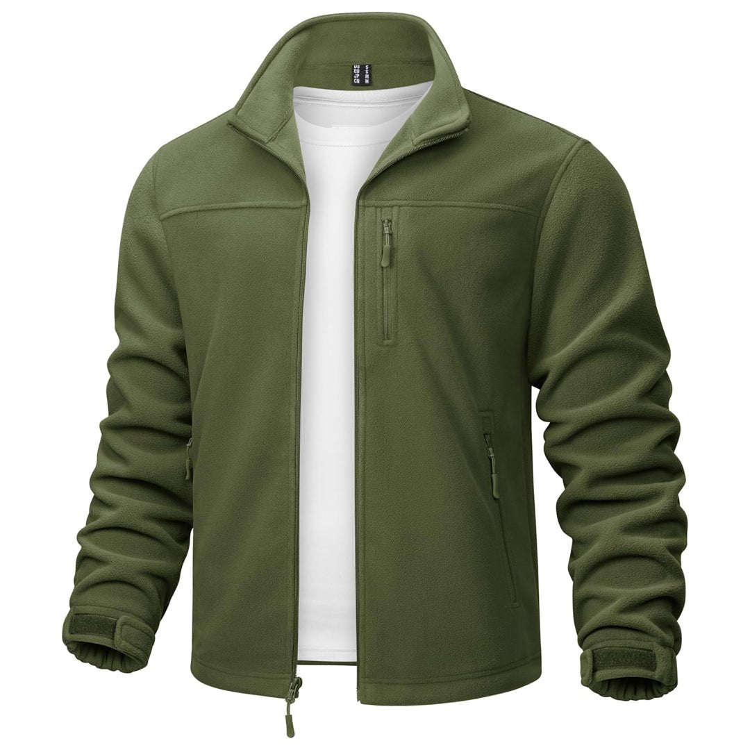 Men's lightweight polar fleece jacket windproof stand-up collar hiking outdoor casual wear