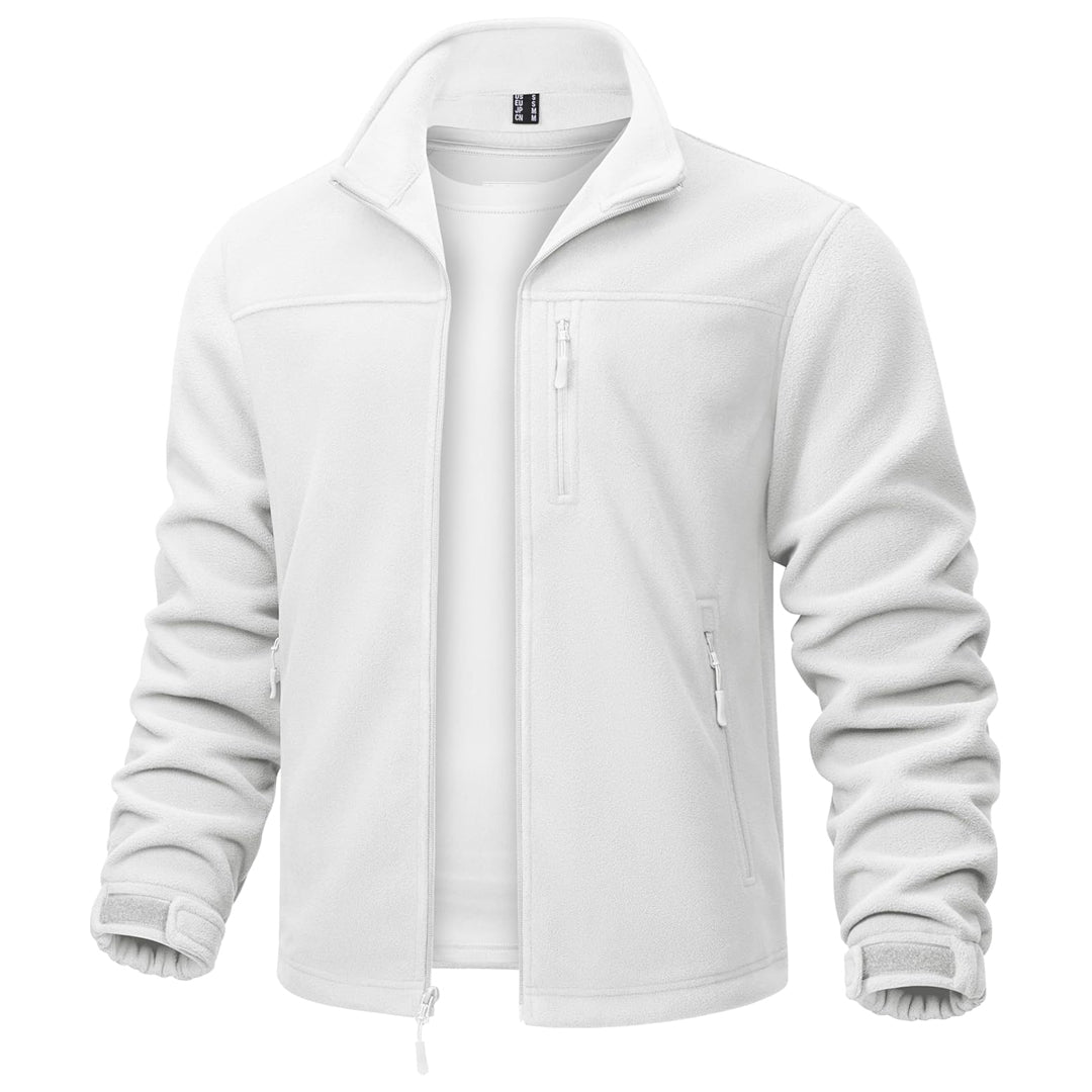 Men's lightweight polar fleece jacket windproof stand-up collar hiking outdoor warmth