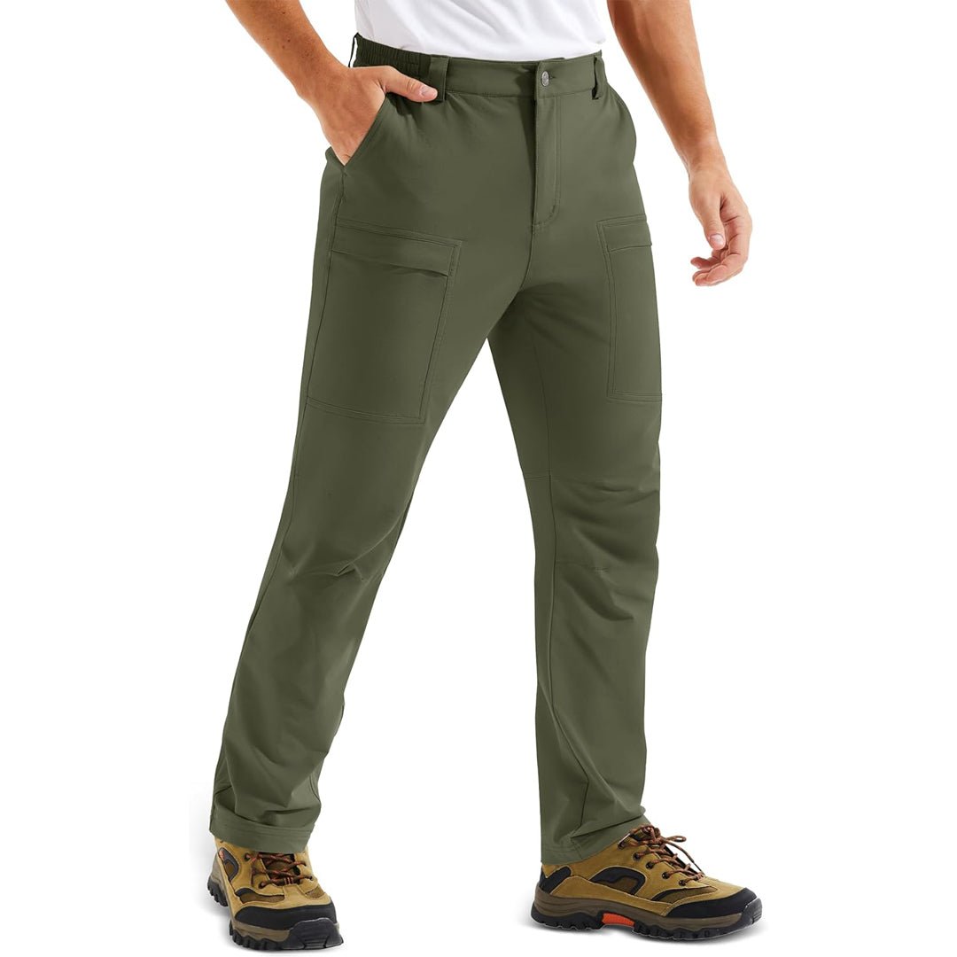 Men's lightweight quick-dry hiking pants, beige ripstop nylon blend, straight fit, 7-pocket design