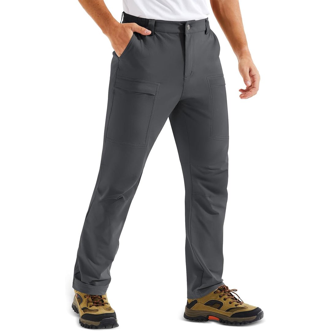 Men's lightweight quick-dry hiking pants, tan ripstop nylon blend with 7-pocket utility design