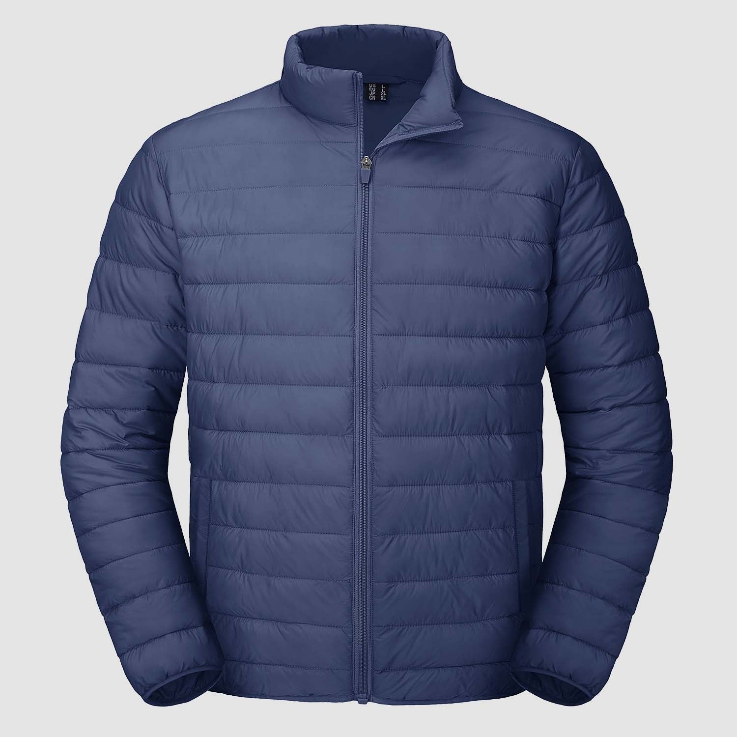 Men's lightweight navy puffer jacket water-repellent packable windbreaker with ultra-light insulation