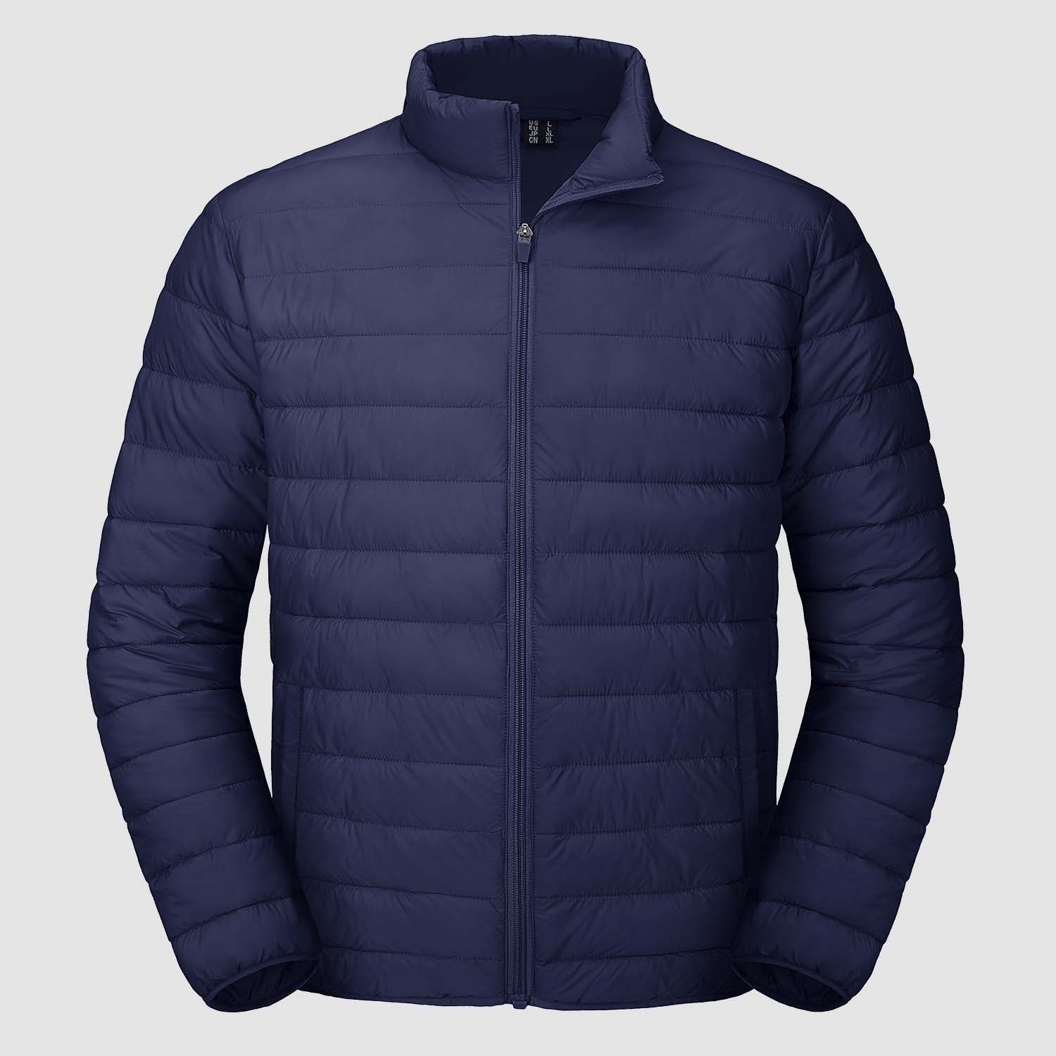 Men's lightweight navy puffer jacket water-repellent packable windbreaker with ultra-light insulation
