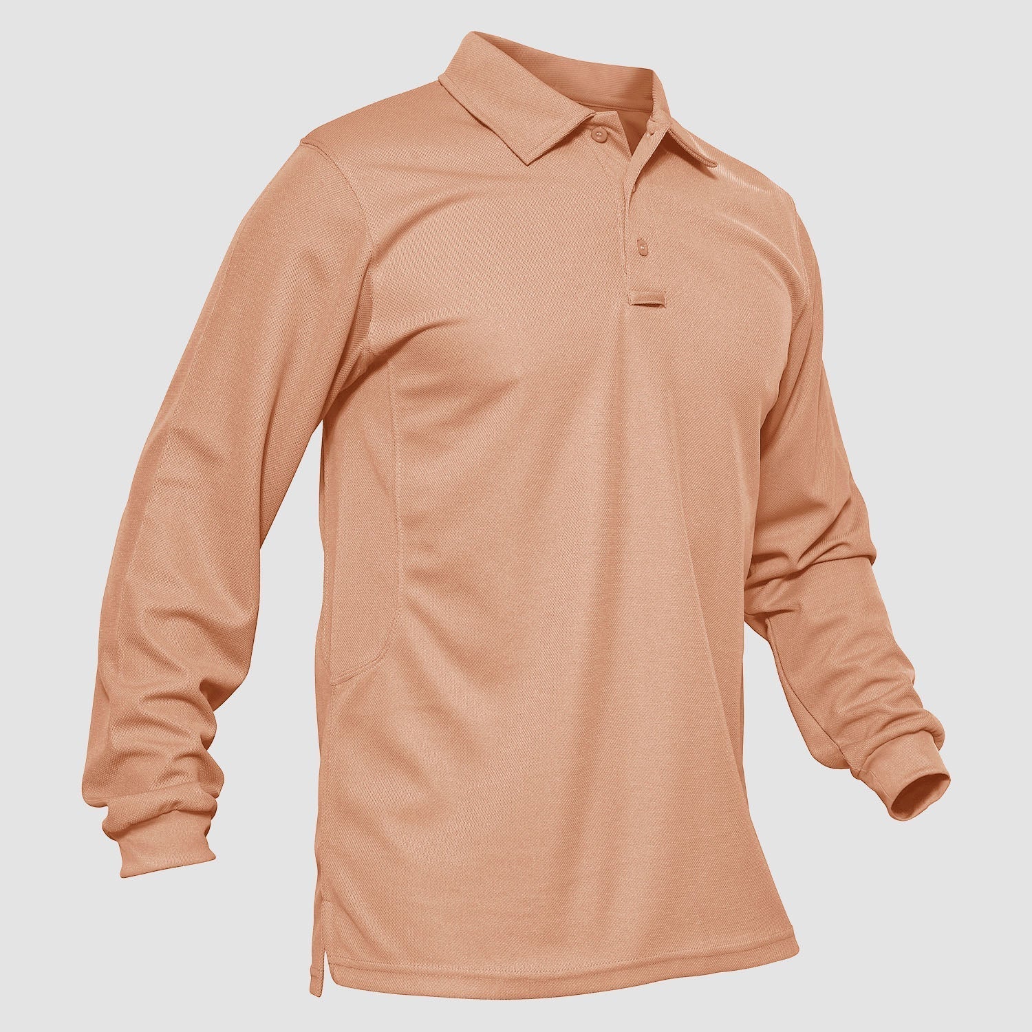Men's long sleeve tactical polo shirt moisture-wicking quick dry performance top with 3-button placket