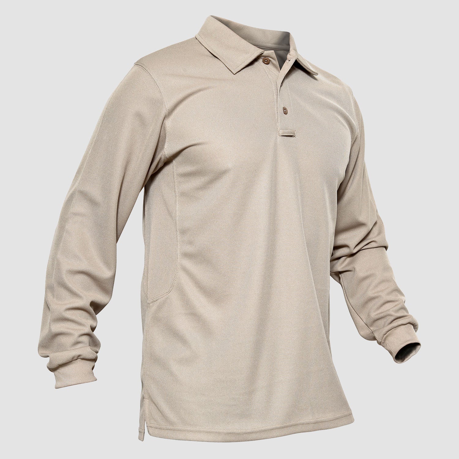 Men's long sleeve tactical polo shirt moisture-wicking quick dry performance top with 3-button placket