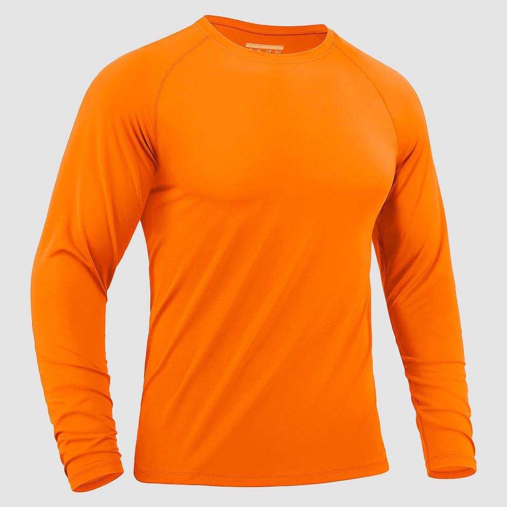 Men's long sleeve rash guard UPF 50+ swim shirt, lightweight stretchy polyester-spandex fabric