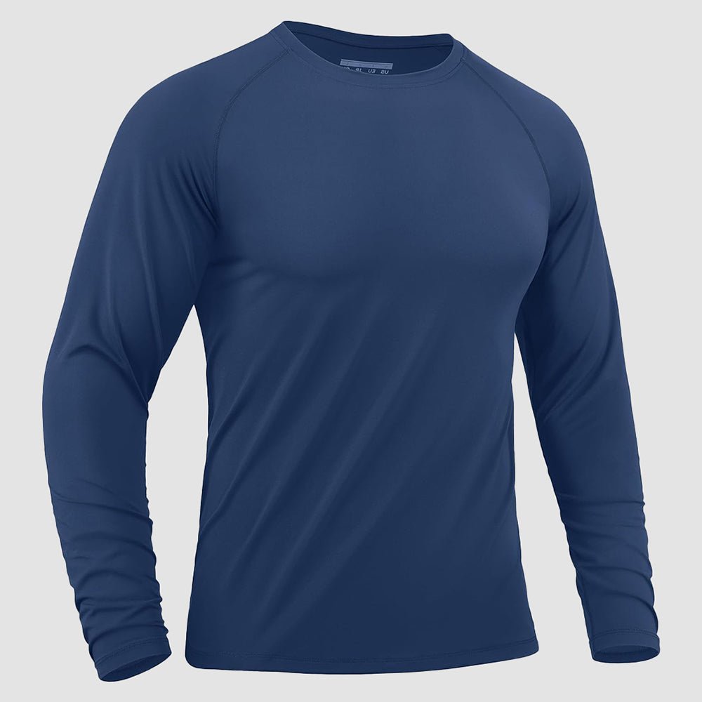 Men's long sleeve rash guard UPF 50+ swim shirt, lightweight stretchy polyester-spandex blend