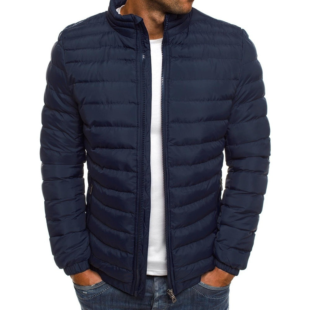 Men's luxury black down puffer jacket slim-fit silhouette with premium insulation for urban winters