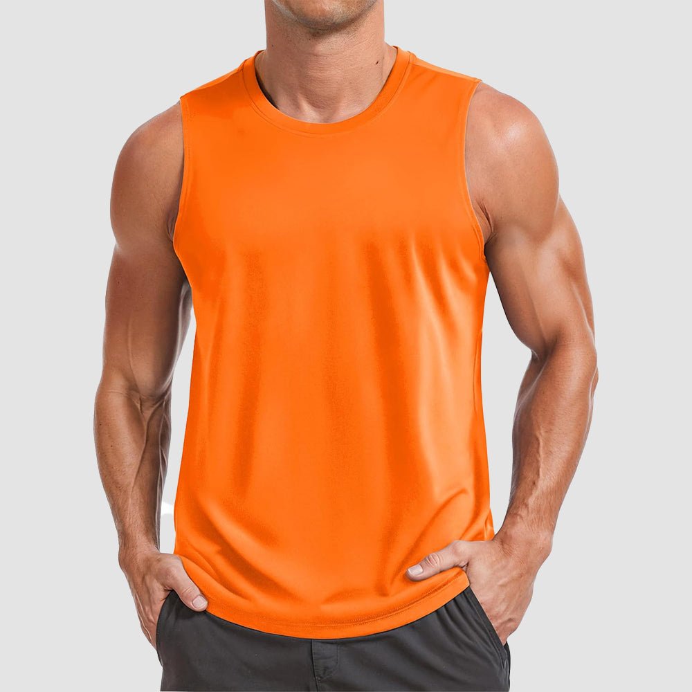 Men's gray performance muscle tank UPF 50+ quick-dry sleeveless training top for athletes
