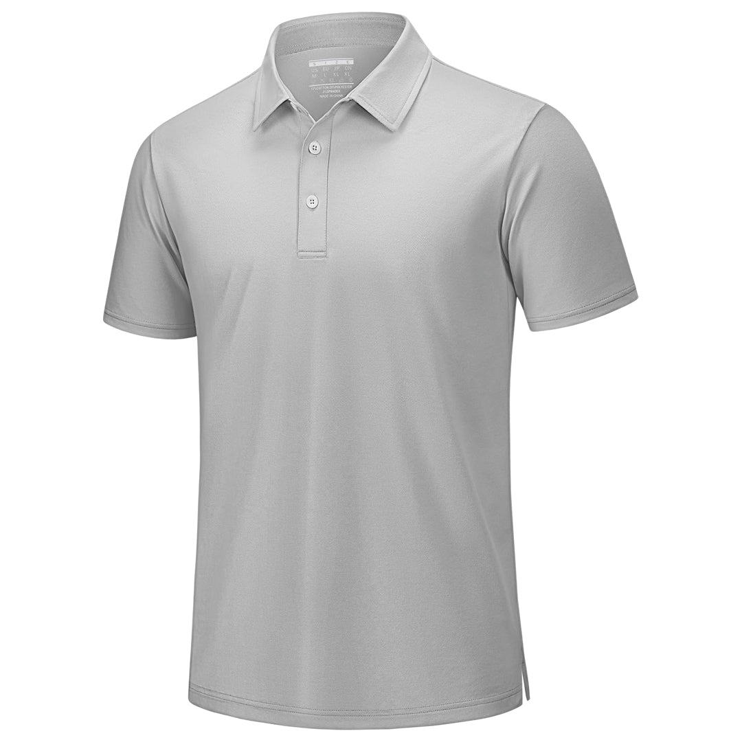 Men's white pique polo shirt short sleeve breathable cotton blend with cooling technology for golf