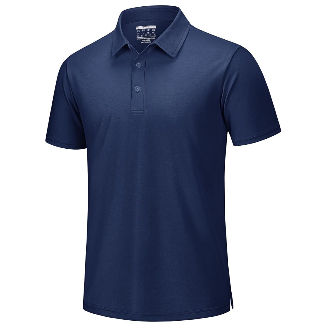 Men's white pique polo shirt short sleeve cooling breathable cotton blend golf top
