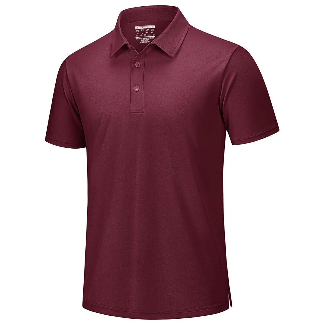 Men's white pique polo shirt slim fit short sleeve cooling breathable cotton blend golf top