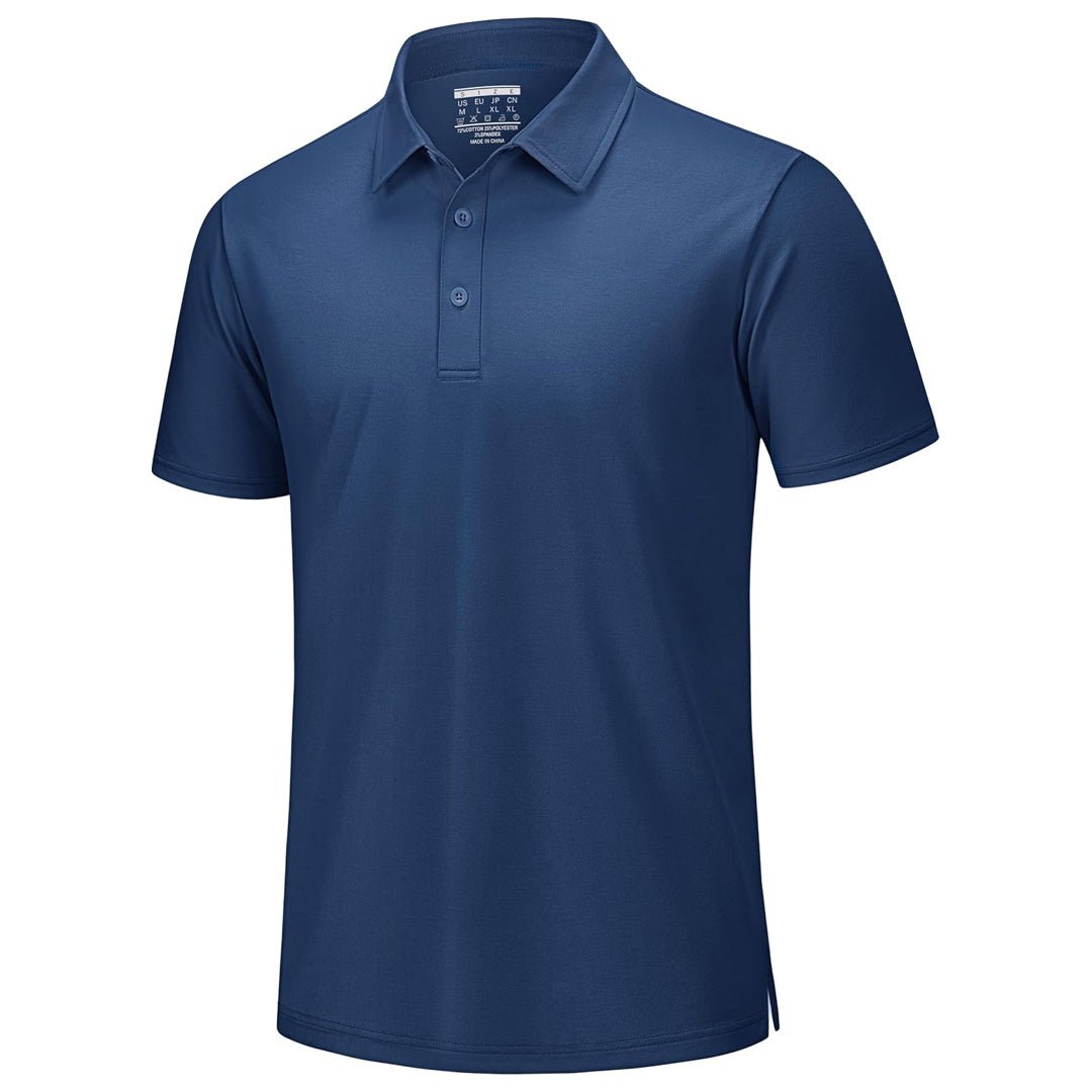 Men's white pique polo shirt slim-fit breathable cotton blend with cooling technology for golf