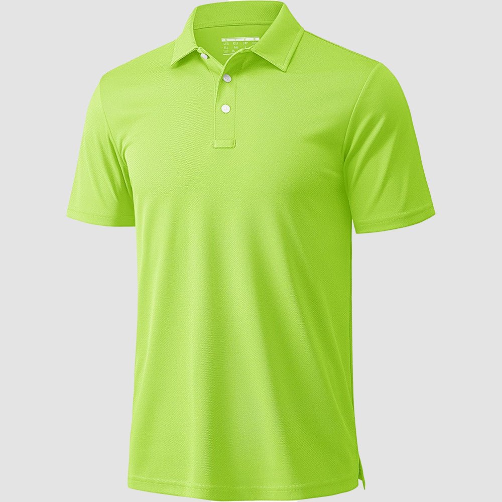 Men's quick-dry golf polo shirt breathable moisture-wicking lightweight polyester button placket