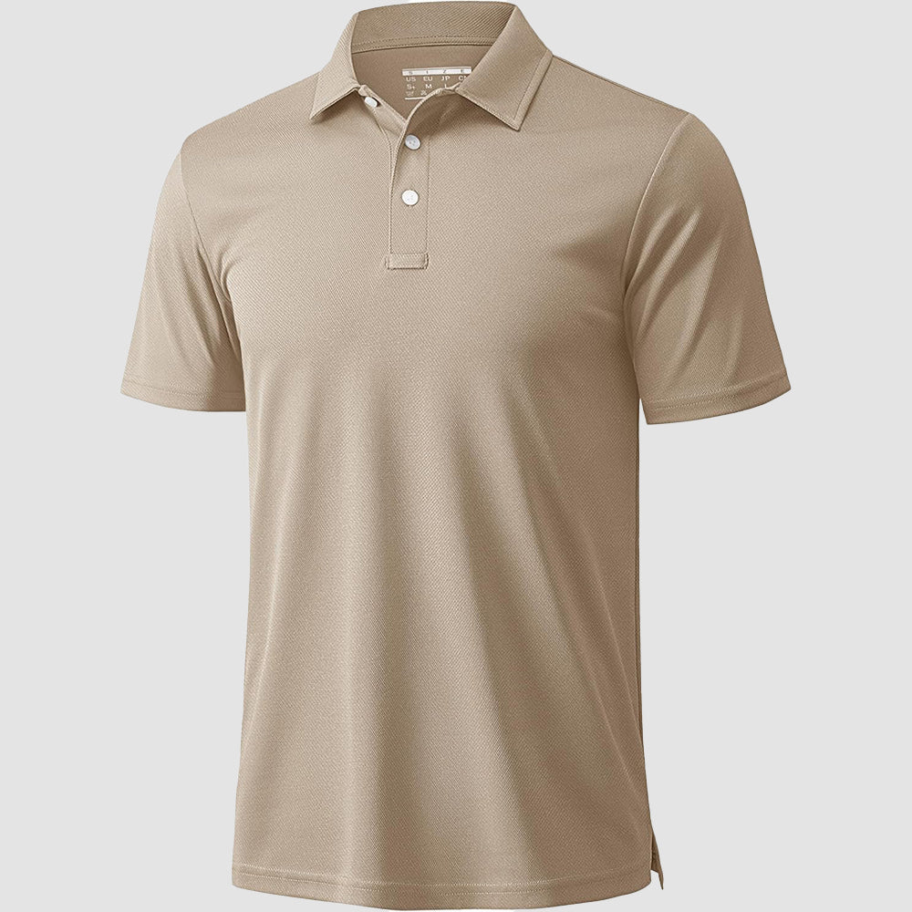 Men's quick-dry golf polo shirt breathable moisture-wicking lightweight polyester button placket