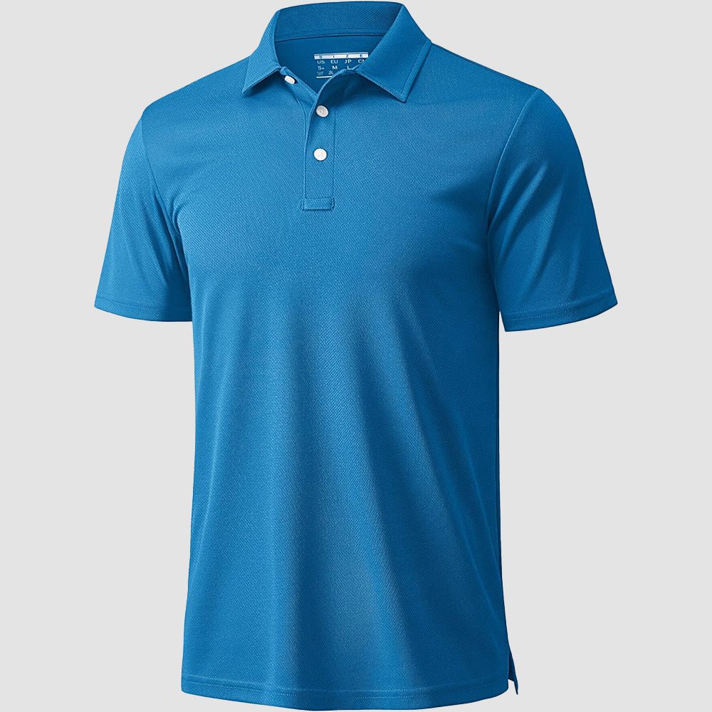 Men's quick-dry golf polo shirt breathable moisture-wicking lightweight polyester button placket