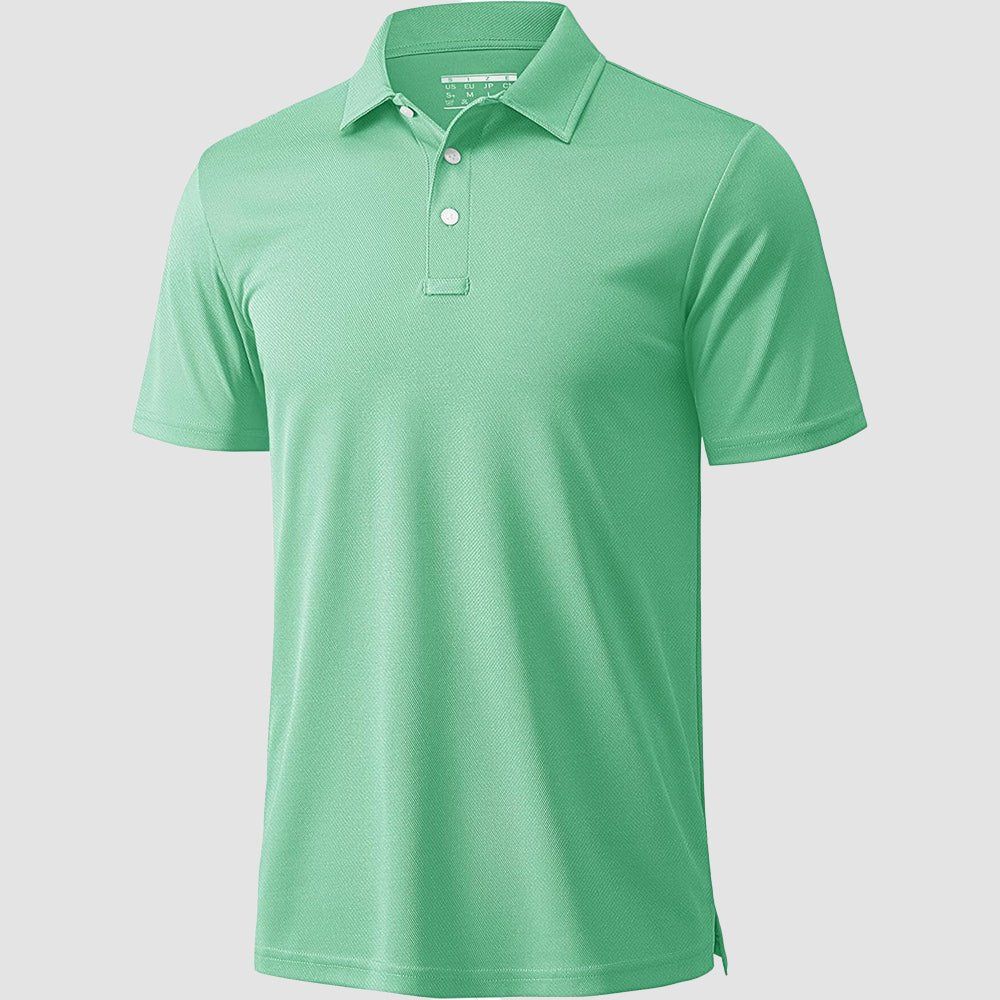 Men's quick-dry golf polo shirt breathable moisture-wicking lightweight polyester button placket