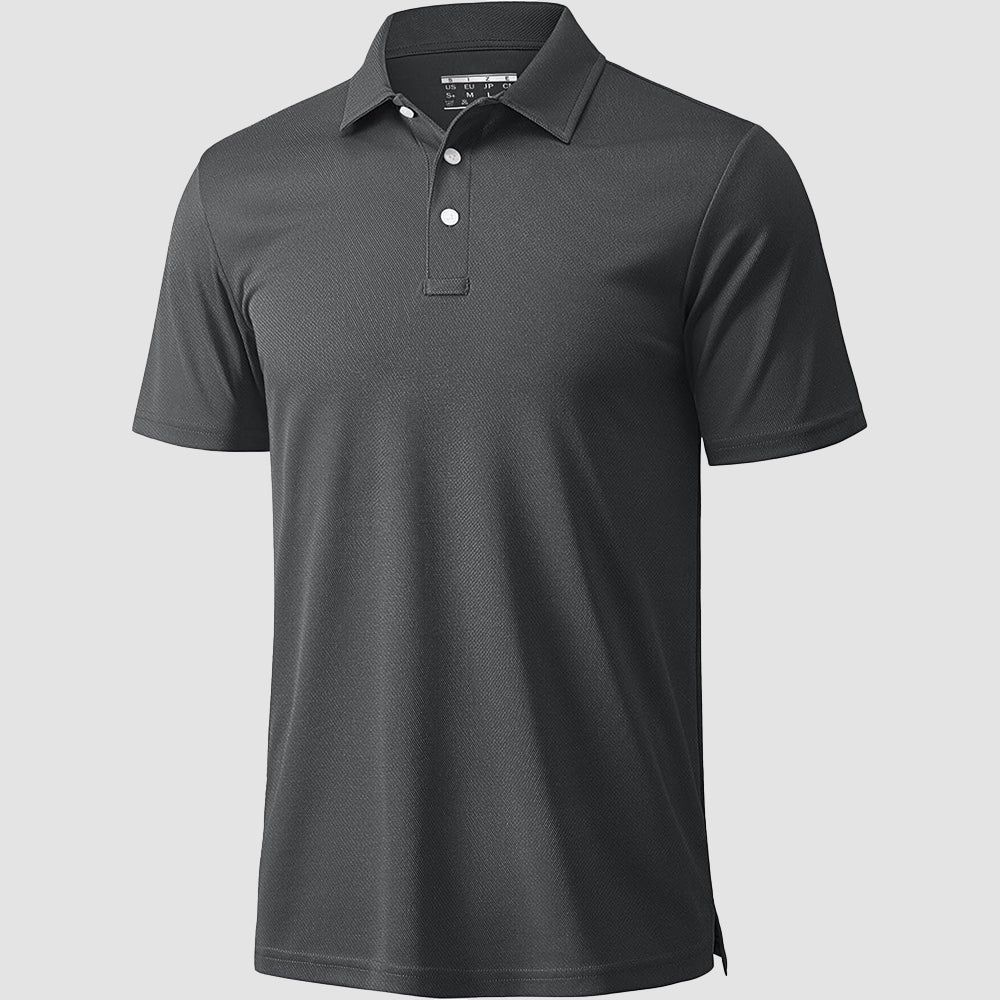 Men's quick-dry golf polo shirt breathable moisture-wicking lightweight polyester button placket