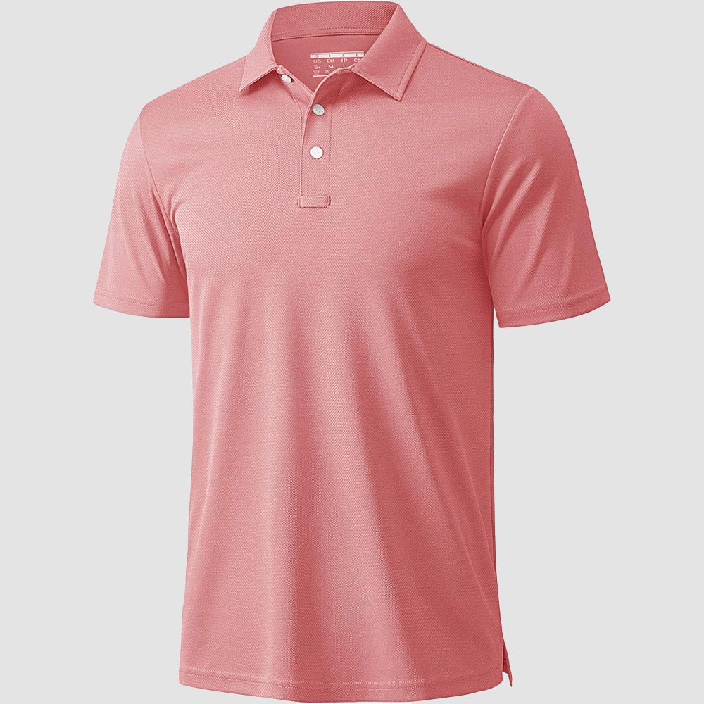 Men's quick-dry golf polo shirt breathable moisture-wicking lightweight polyester button placket