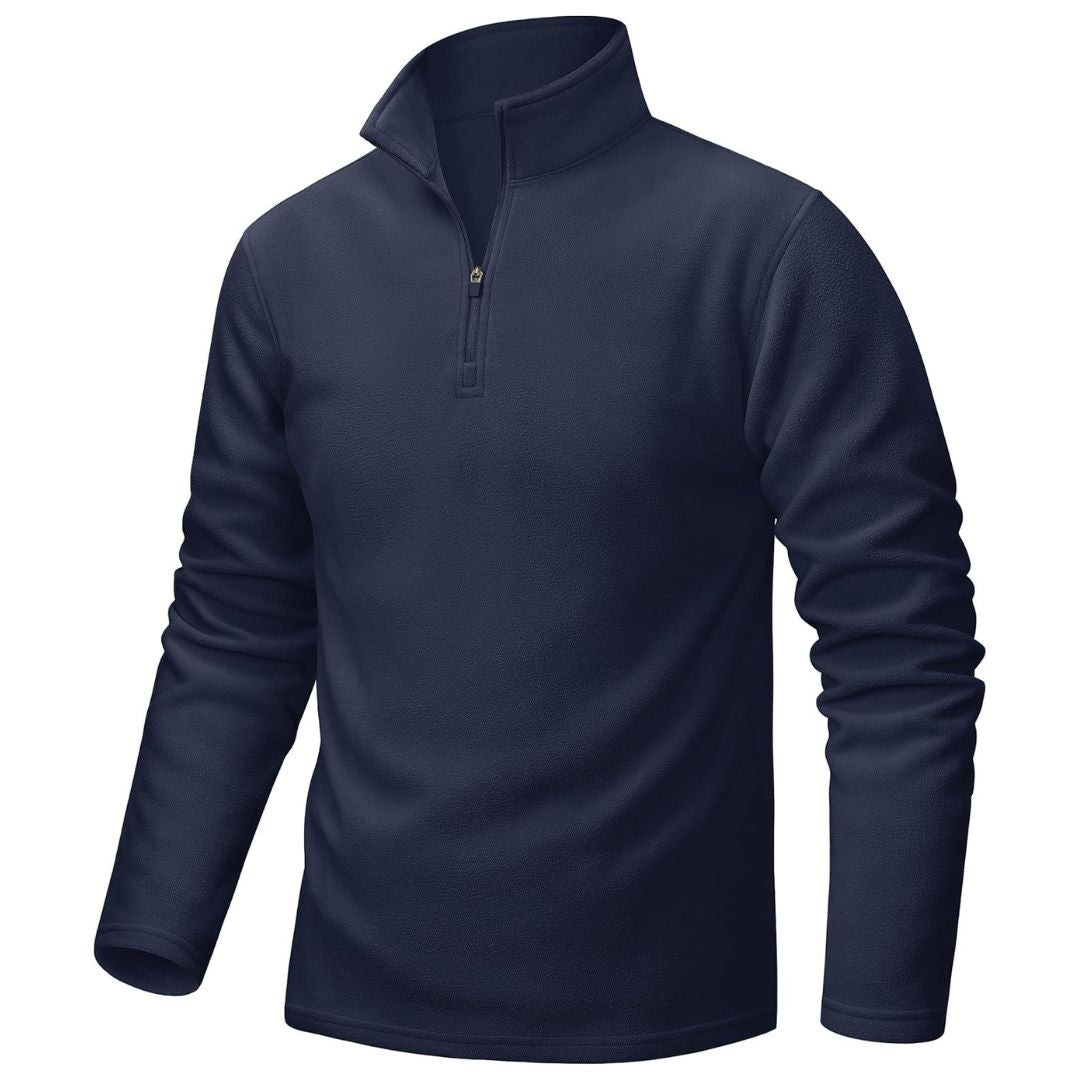 Men's grey UNCW vintage quarter-zip fleece pullover windproof sweatshirt with stand collar