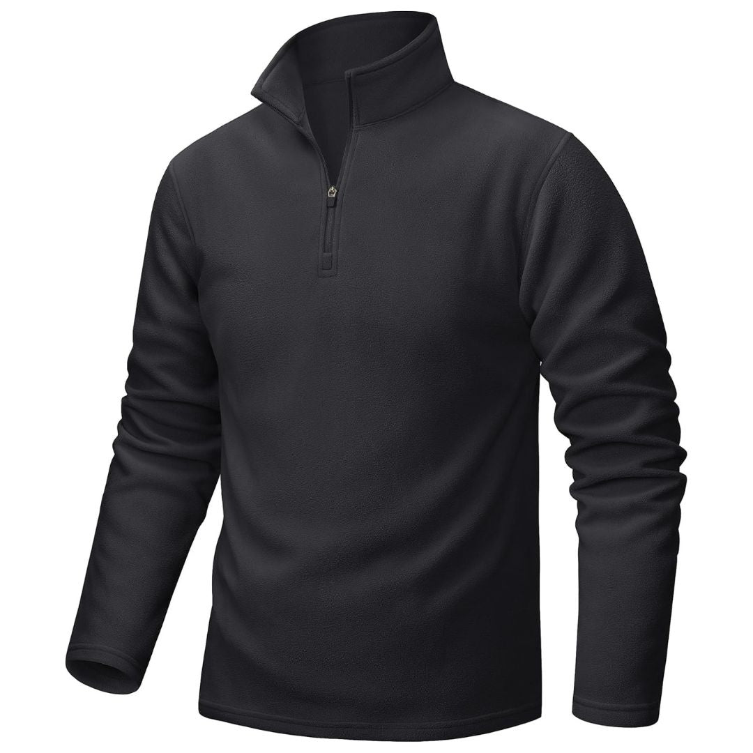 Men's gray UNCW vintage quarter-zip fleece pullover sweatshirt with stand collar windproof warmth