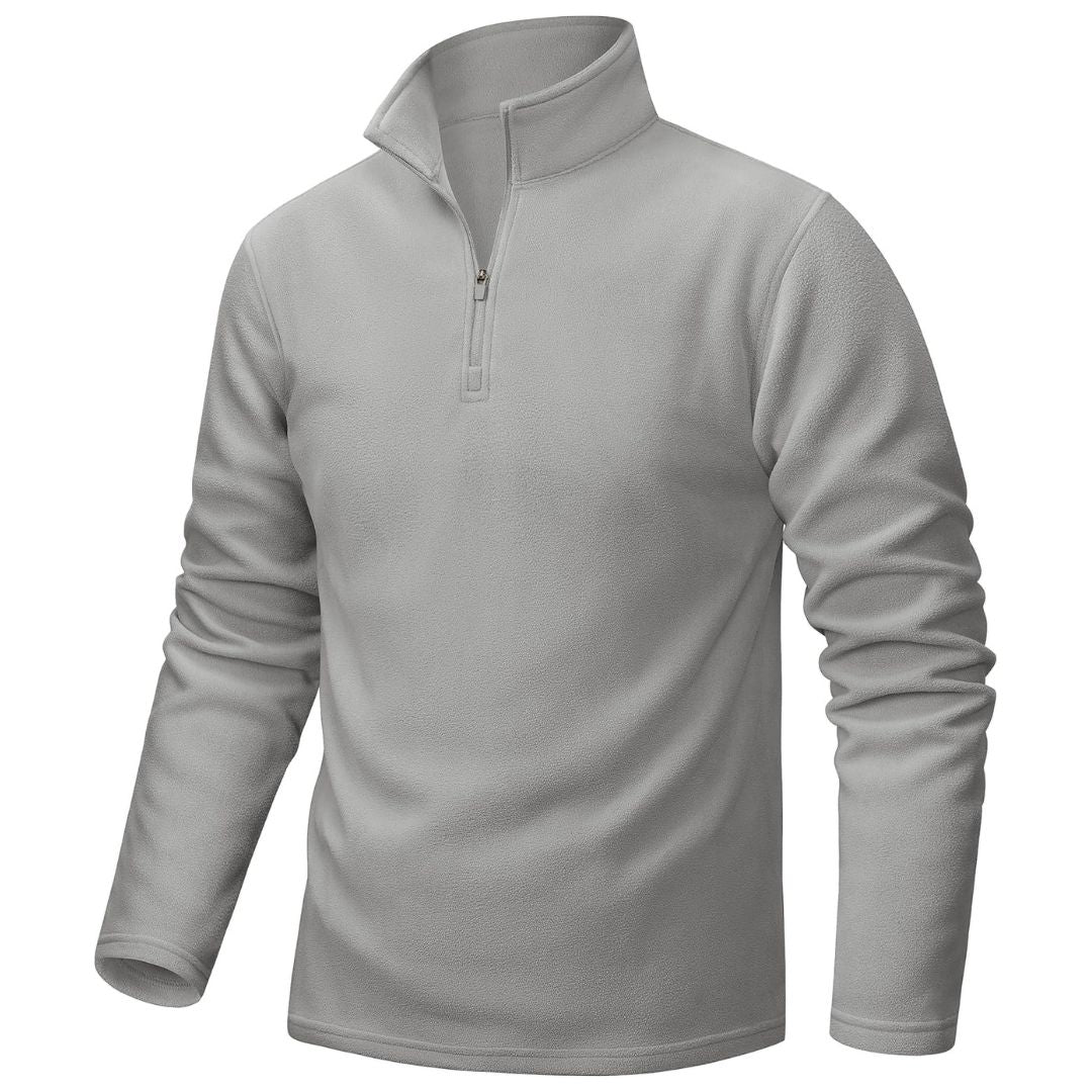 Men's gray UNCW vintage quarter-zip fleece pullover sweatshirt windproof stand collar gym running