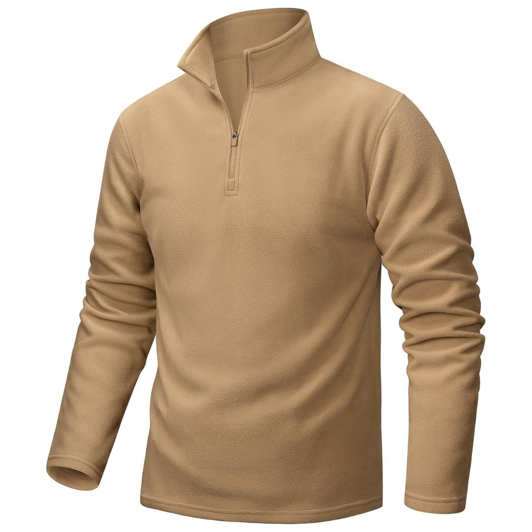 Men's vintage UNCW quarter-zip fleece pullover sweatshirt, windproof stand collar, gray athletic fit