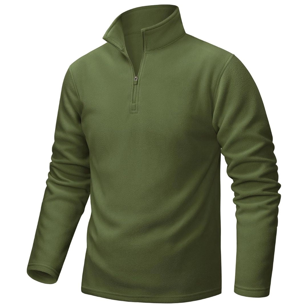 Men's navy UNCW vintage quarter-zip fleece pullover sweatshirt with windproof stand collar