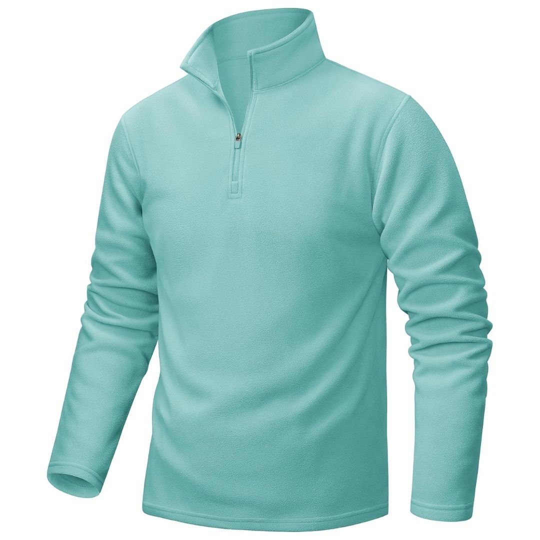 Men's gray UNCW vintage quarter-zip fleece pullover sweatshirt windproof stand collar