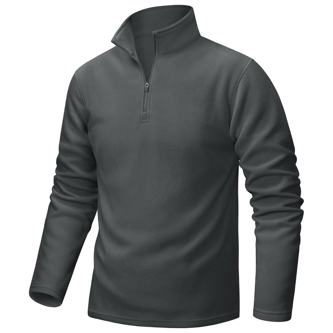 Men's grey UNCW vintage quarter-zip fleece pullover windproof sweatshirt for gym running