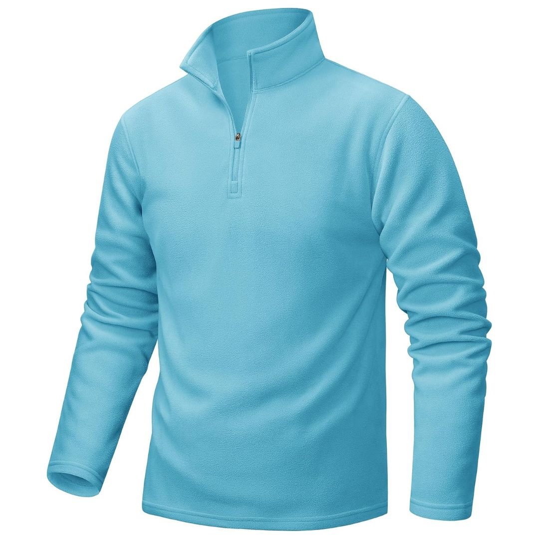 Men's gray UNCW vintage quarter-zip fleece pullover sweatshirt windproof stand collar